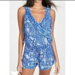 Poupette St Barth Blue Patterned One Piece romper